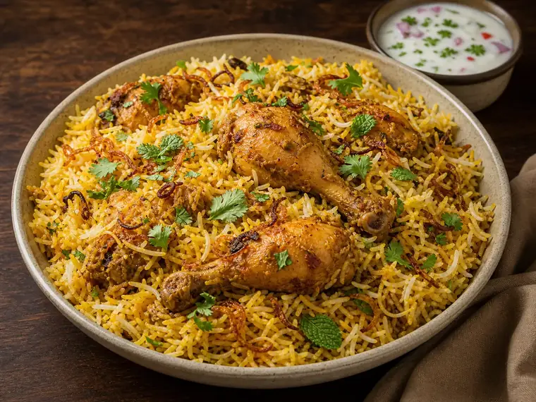 Chicken biryani with basmati rice